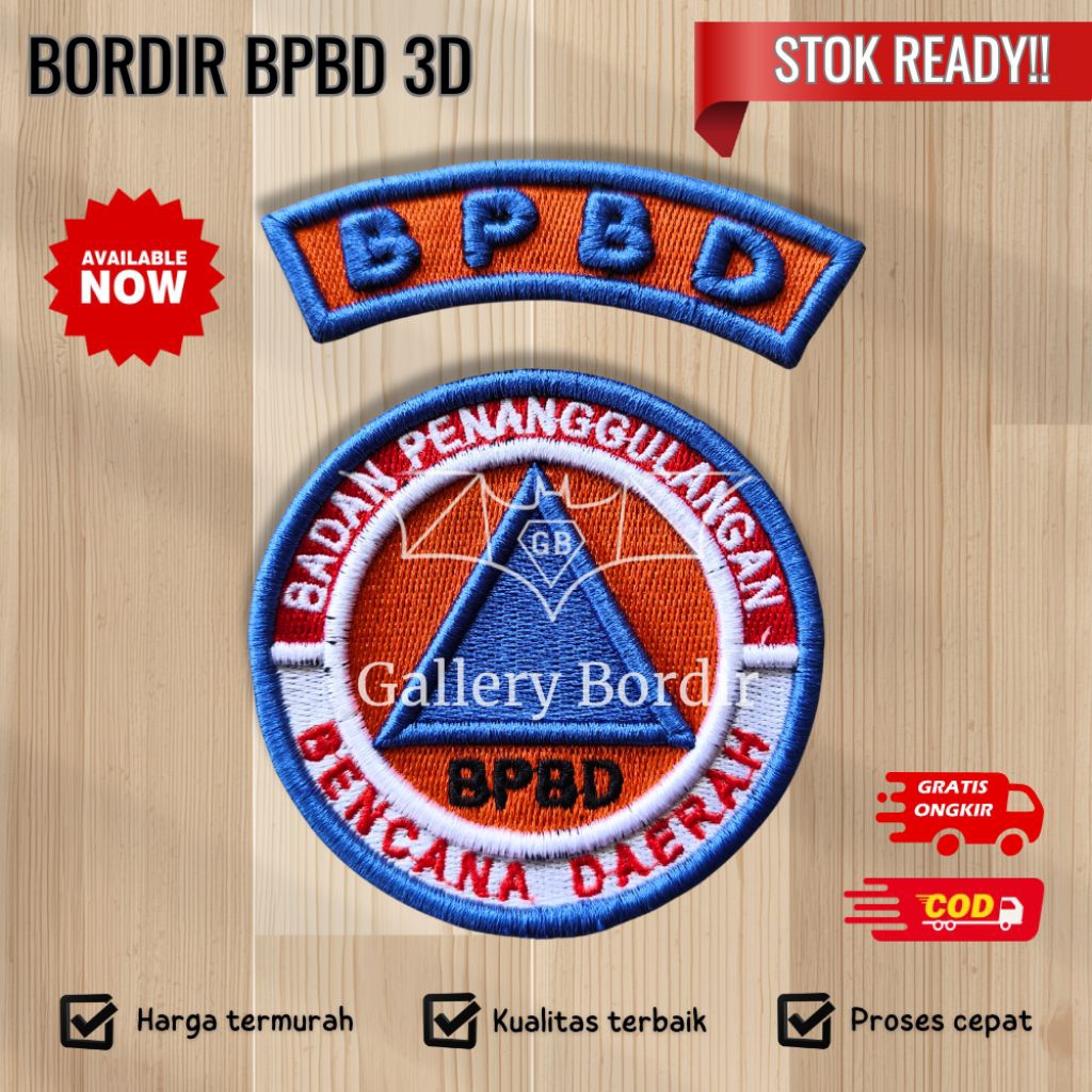 bordir logo bpbd timbul 3d