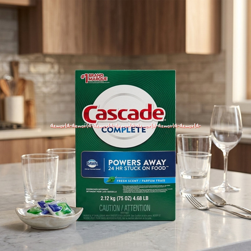 Cascade Complete 2.12kg Power Away 24h Stuck On Food Sabun Cuci Piring Detergent Bubuk Caskade Kasca