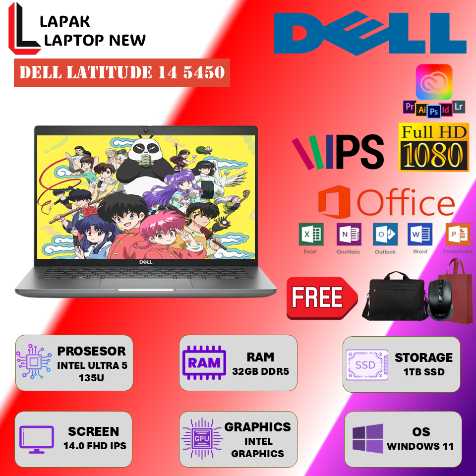 Dell Latitude 14 5450 Intel Ultra 5 135U RAM 32GB DDR5 1TB SSD 14.0 FHD IPS Windows 11 Pro