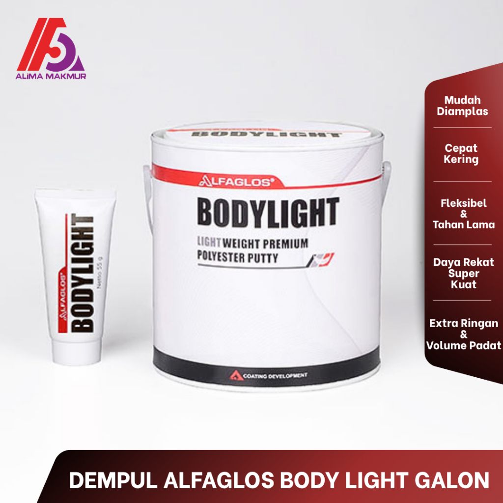 Dempul Alfaglos Bodylight Galon / Dempul Bodylight Galon / Dempul Alfaglos Bodylight / Dempul Galon