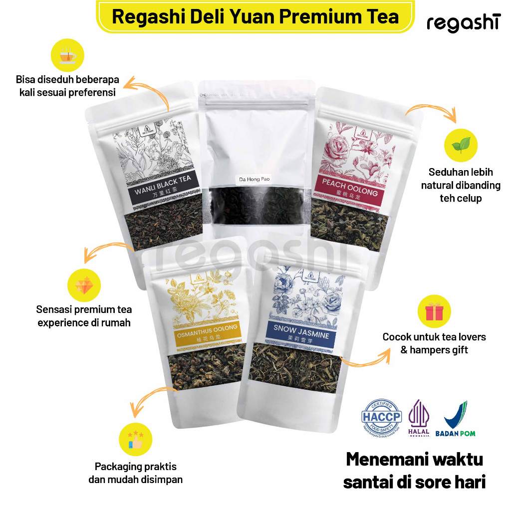 Regashi Deli Yuan Premium Tea | Leaves Loose Leaf Teh Oolong China | Da Hong Pao Wuyi Original Daun 