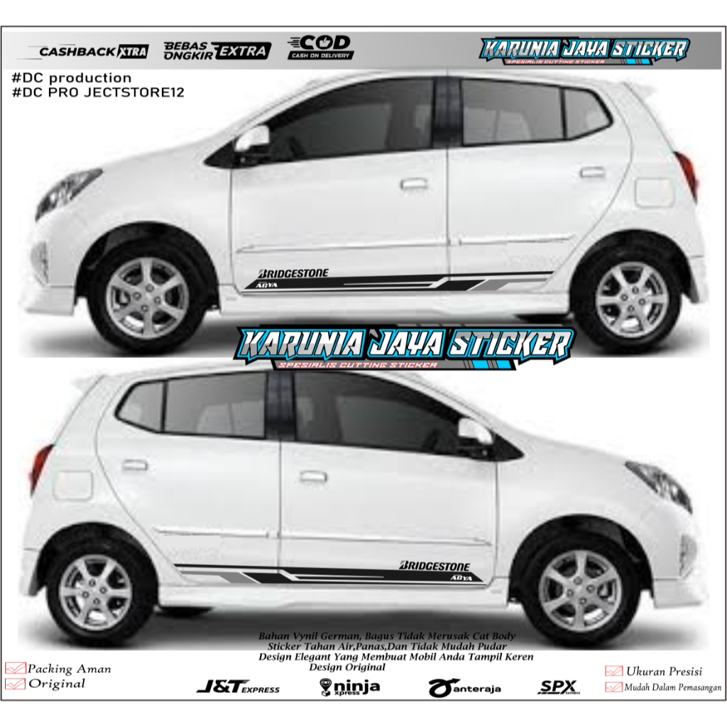 Sticker Mobil Agya, Ayla simple terbaru 2013 - 2021 Sticker cutting Mobil Daihatsu Ayla Terbaru