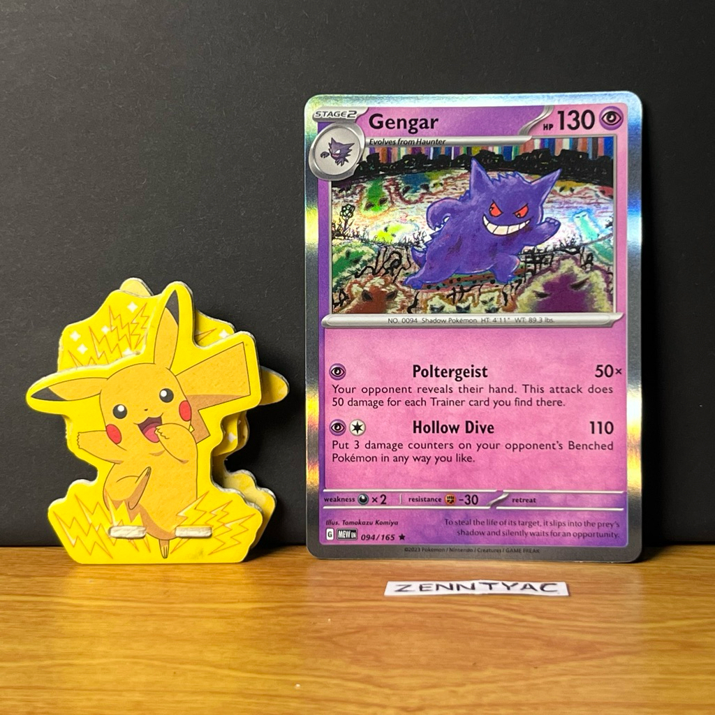 Gengar 094/165 Holo Tomokazu Komiya Illustration Scarlet & Violet 151, Kartu Pokemon TCG English