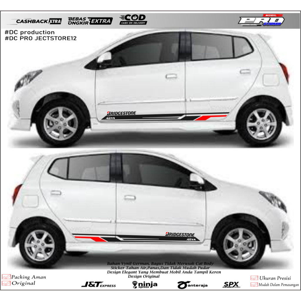 Sticker Mobil Agya, Ayla simple terbaru 2013 - 2021 Sticker cutting Mobil Daihatsu Ayla Terbaru