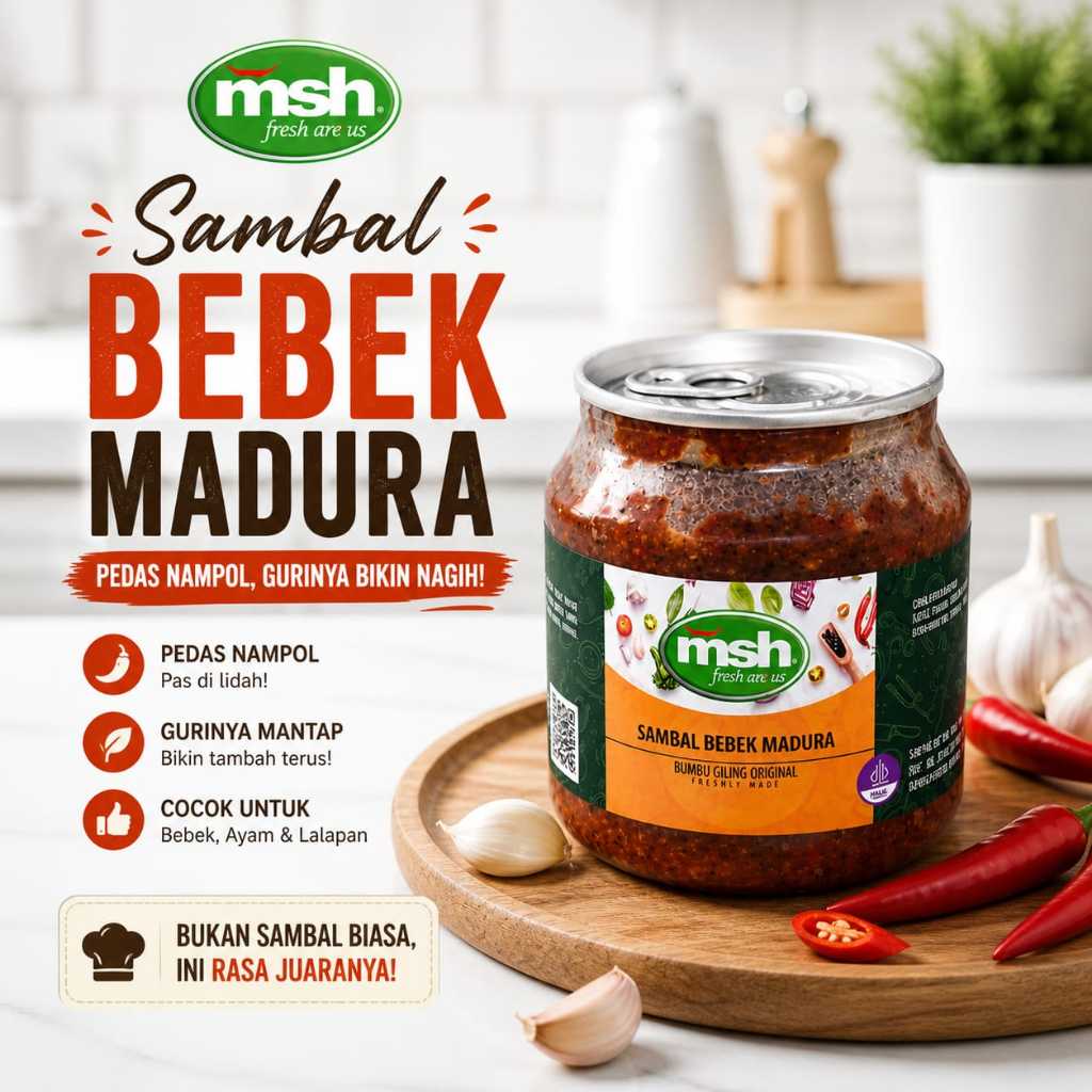 Sambal Bebek Madura 190 gr , Sambal Bebek Madura Asli , Sambal Bebek Madura Non MSG
