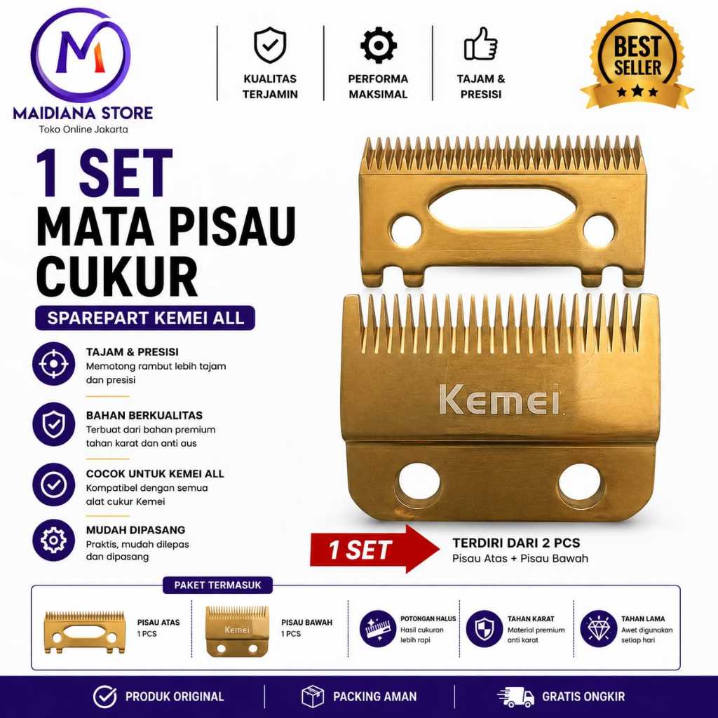 Mata Pisau KEMEI Sparepart KEMEI Pisau cukur GOLD Original 1986 1987 1997