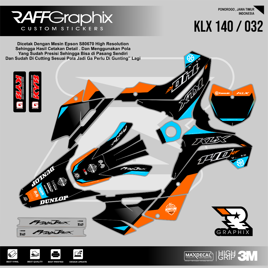 DECAL KLX 140 SUPER GLOSSY KODE 032 - DECAL STICKER KLX - STICKER KLX MURAH - DECAL KLX MURAH