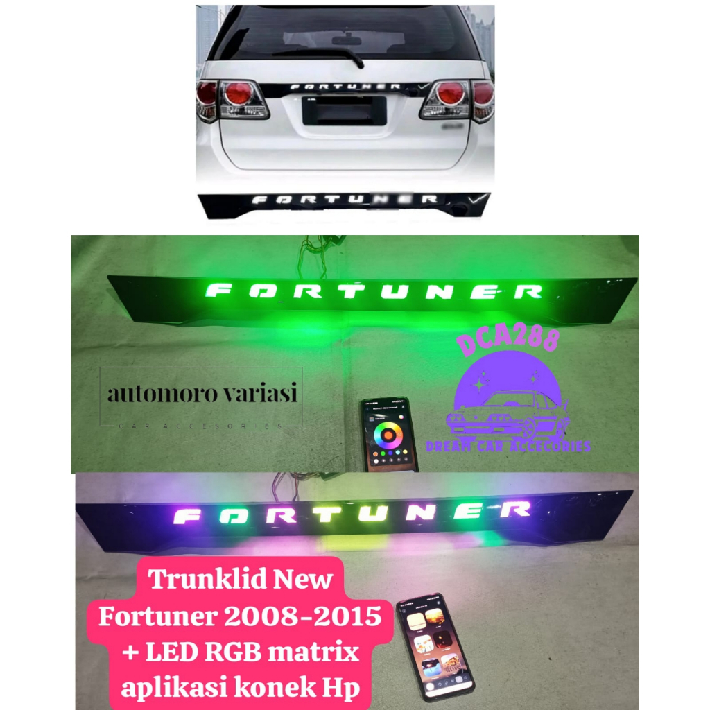 Trunk Lid Trunklid Model Lampu LED RGB Warna-Warni  New Fortuner- Grand Fortuner TRD VNT  2008-2015 