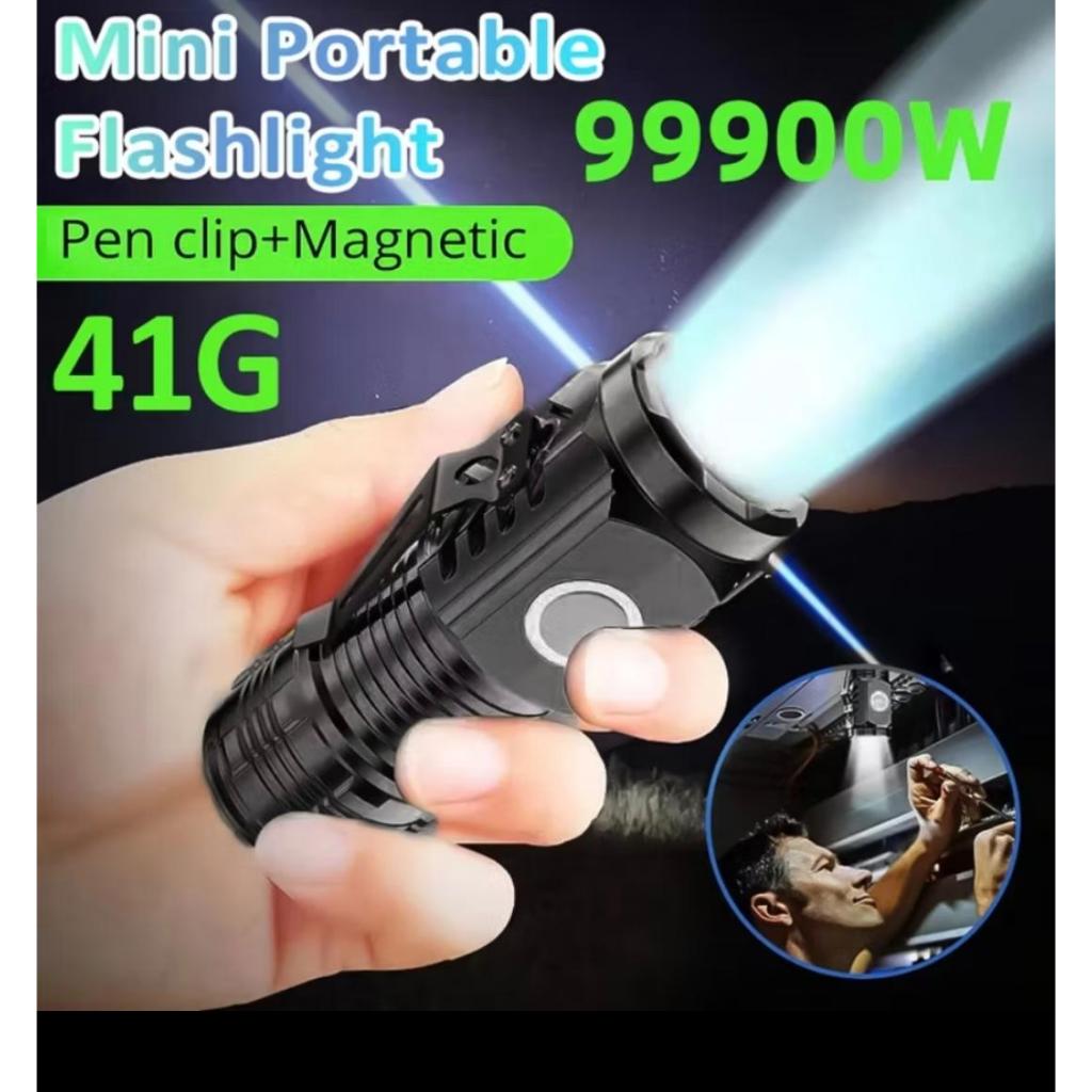 Senter LED super terang Senter mini LED 3 mata Senter SWAT 5 mode pengisian daya Klip magnet LED sup