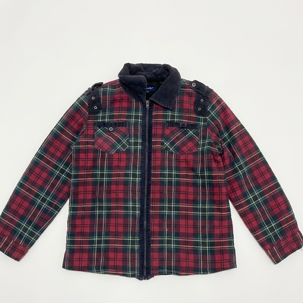 Flanel Jacket Zipper Merah Hitam Resleting dengan Lining Quilted | Jaket Flanel Tartan Red and Black