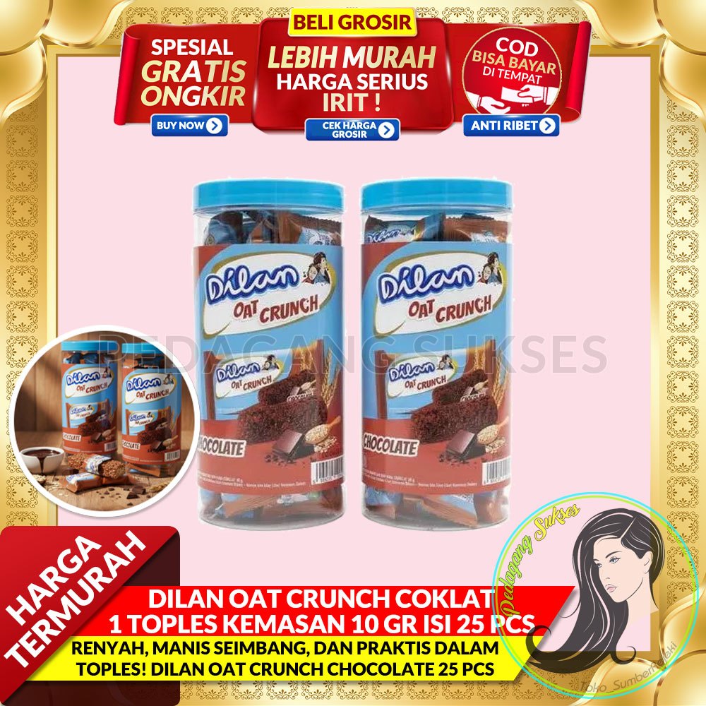 Dilan Oat Crunch Coklat 1 TOPLES Kemasan 10 Gr Isi 25 Pcs Makanan Ringan Dilan Oat Crunch