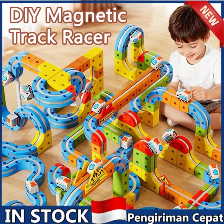 Kereta Api Mainan Anak Perakitan Listrik Miniatur Rel Kereta Api Mainan DIY Kereta Api Anak