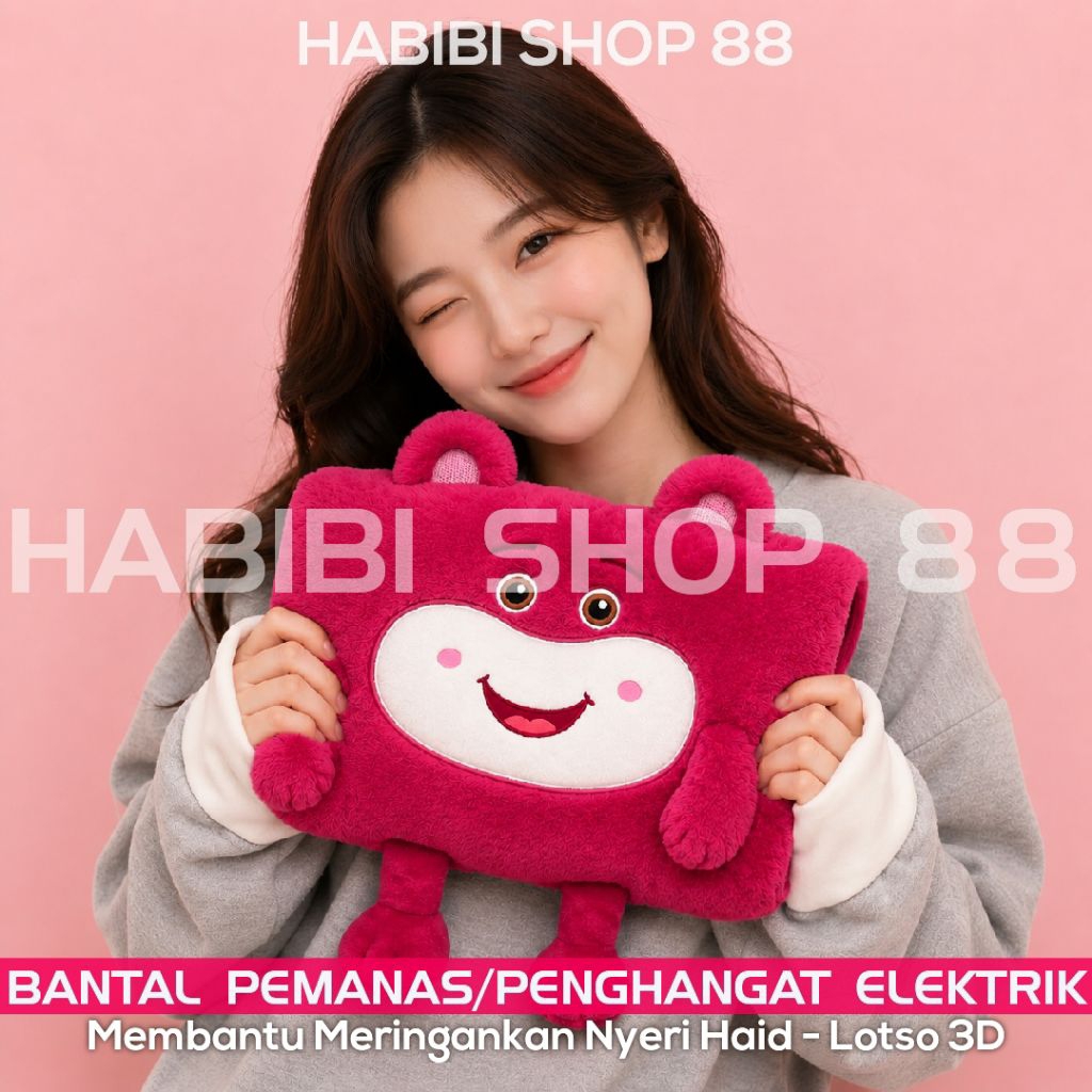 Bantal Penghangat Haid Model Boneka Karakter 3D Lucu Elektrik | Heating Pad Nyeri Haid Rechargeable 