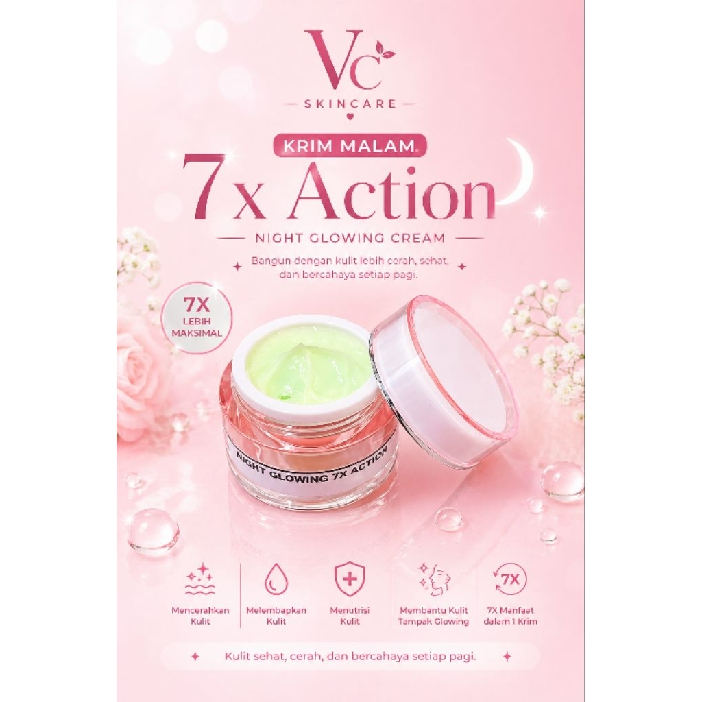 Krim Malam Glowing High 7x Action Pemutih Wajah Kulit Bandel