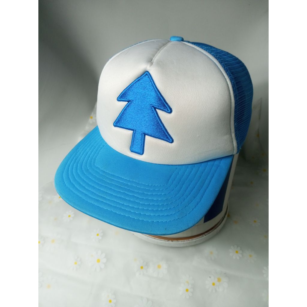 Topi Disney Gravity Falls Boys Teens Trucker Hat Blue White Mesh Snapback Pine Tree