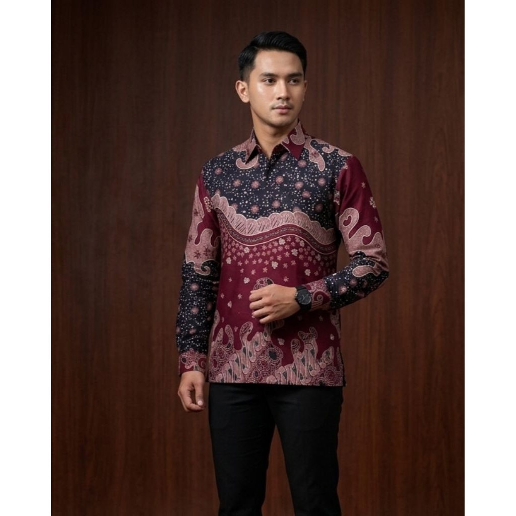 Batik Pria modern lengan panjang,batik modern kantor,batik pria modern kerja