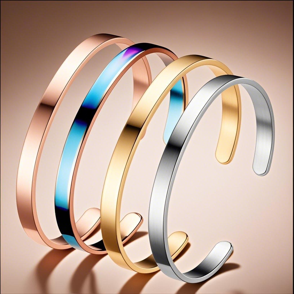 Gelang Tangan Pria Asli Titanium - Gelang Bangle Polos Kualitas Premium Anit Karet - Aksesoris Fashi