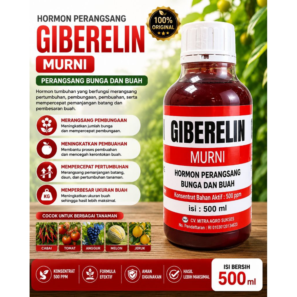 GIBERELIN MURNI 500ml UNTUK BUNGA DAN BUAH
