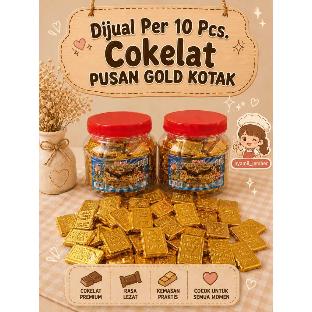 (10 PCS) PUSAN COKELAT EMAS BATANGAN GOLD COKELAT COKLAT