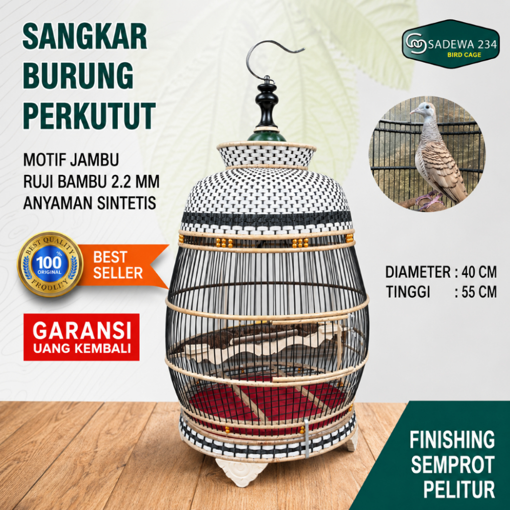 Kandang kutut/sangkar burung perkutut rajut jambu putih