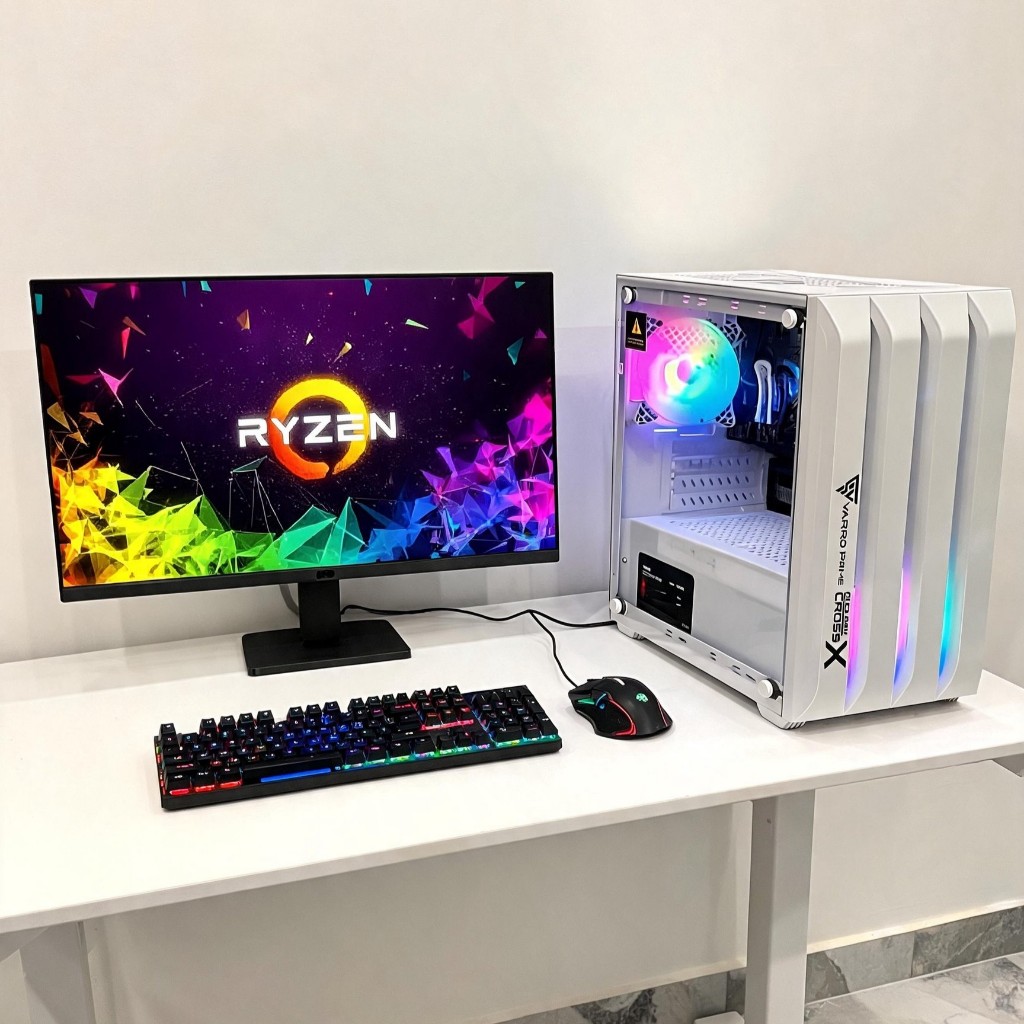 PC GAMING FULLSET RYZEN 5 3400G + RAM 16GB DDR4 + MONITOR 24 INC