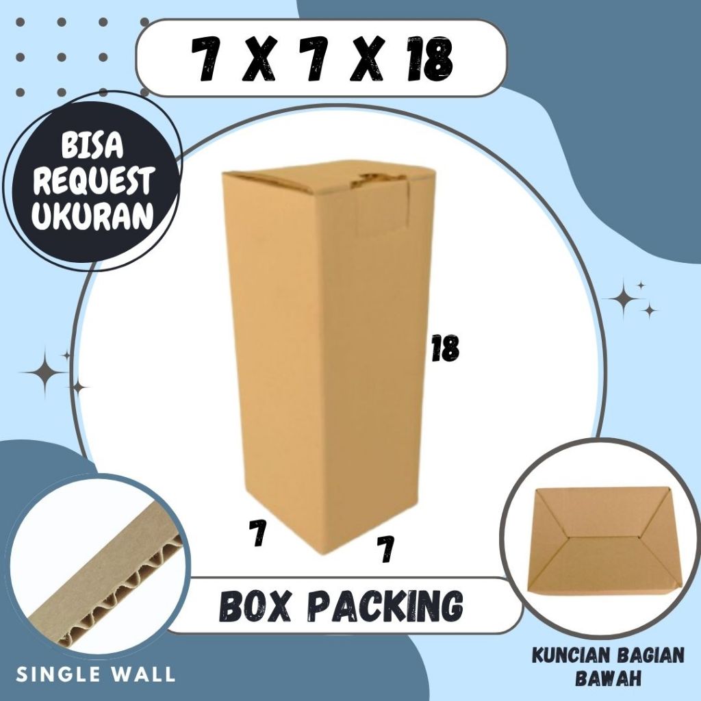 Box 7x7x18 Kardus A0 Packing Dus Kotak Kemasan Box Souvenir Botol Tumblr Obat Madu Kardus Balap