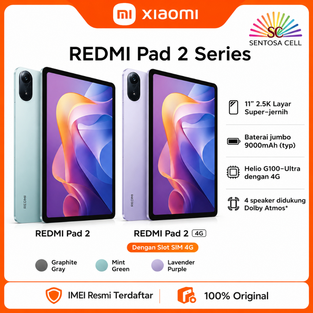 Xiaomi Redmi Pad 2 Series | Redmi Pad 2 4G (6/128G) SIM Card | Redmi Pad 2 (4/128G) Wi-Fi Only