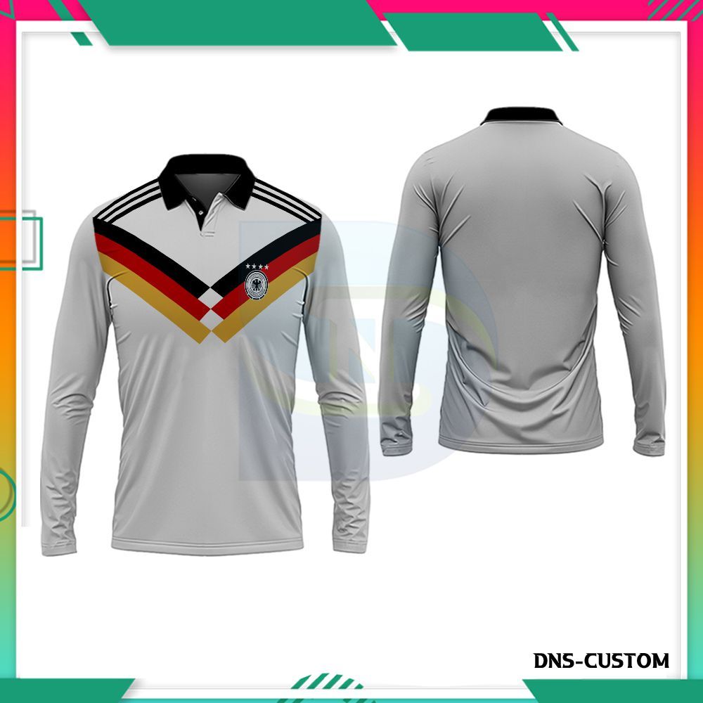 Kaos Polo Wangki Germany Pria Lengan Panjang - Jersey Jerman Cowok World Cup 2026 Custom