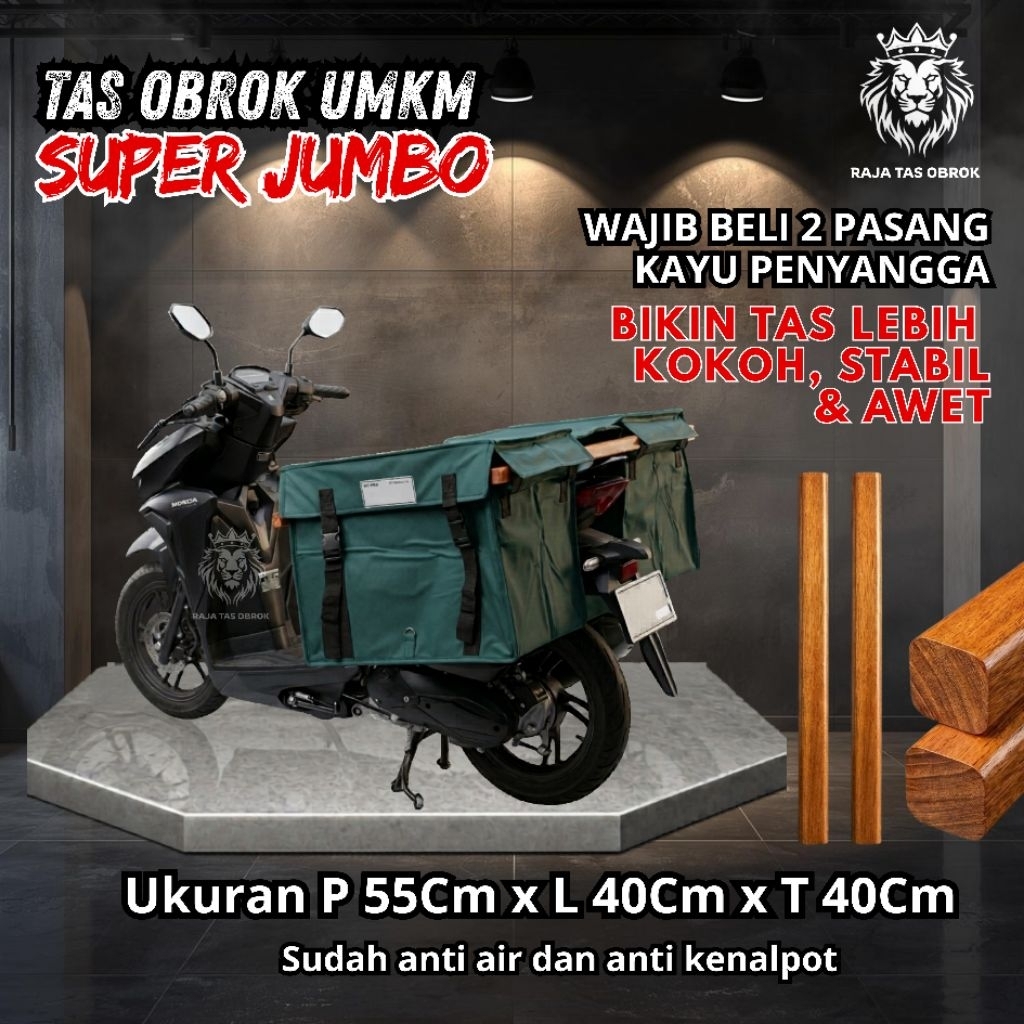 Tas Obrok  Srandul motor Kurir pos Super Jumbo Hijau  – Waterproof Anti Air, Material Kuat Awet, Jah