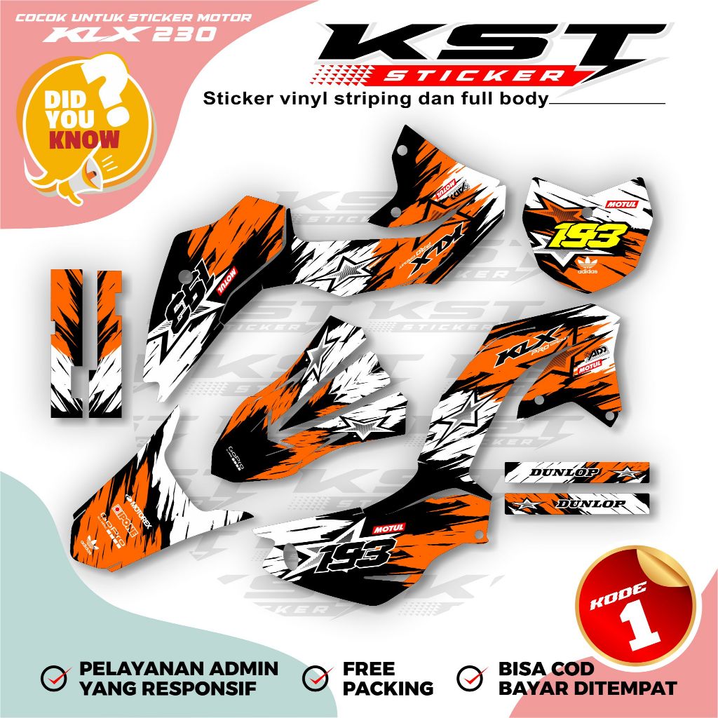 Decal Klx 230 sm / Decal klx / Decal Klx Super Glosy Premium ST. 01