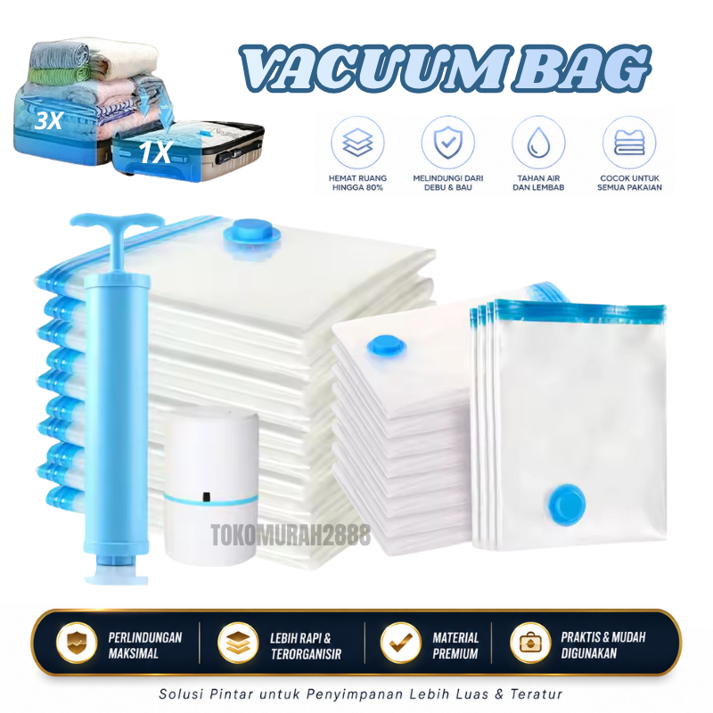 Vacum Plastic Korea Bag Travel / Vakum Baju Pakaian / Plastik Penyimpanan Baju 30x40 35x50 40x50 40x