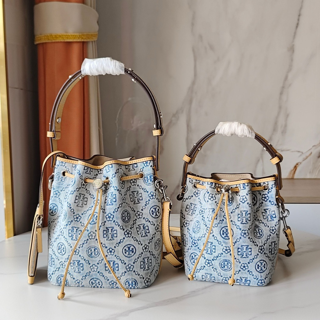 Tas TB T Monogram Denim Bucket Bag