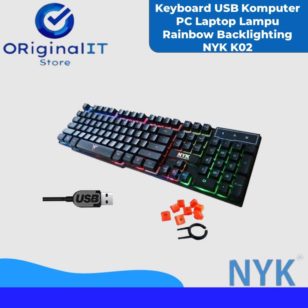 NYK Keyboard USB Komputer PC Laptop Lampu Rainbow Backlighting K02