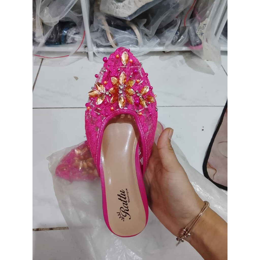 Termurah Sepatu Pesta Tanpa Hak New Marwah Gold Series / Wedding Shoes / Selop Pengantin / Flatshoes
