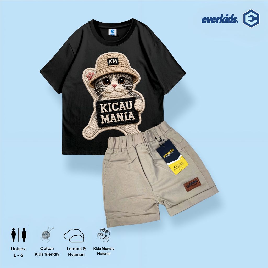 EVERKIDS Setelan Kaos Anak 1-6 Tahun Sablon Motif Bordir Kicau Mania
