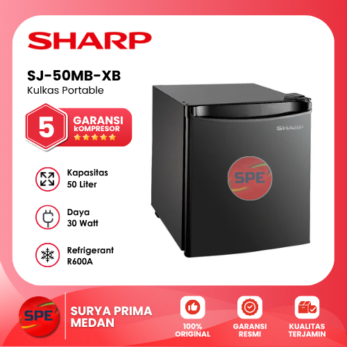 KULKAS MINI PORTABLE SHARP KAPASITAS 50 LITER SJ-50MB-XB / SJ50MB-XB GARAMSI RESMI (MEDAN)