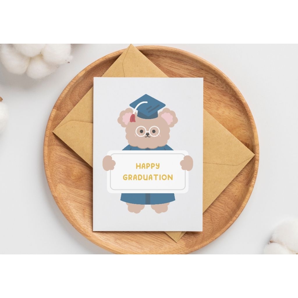 Kartu ucapan polos lipat dan amplop Happy Graduation / Kelulusan