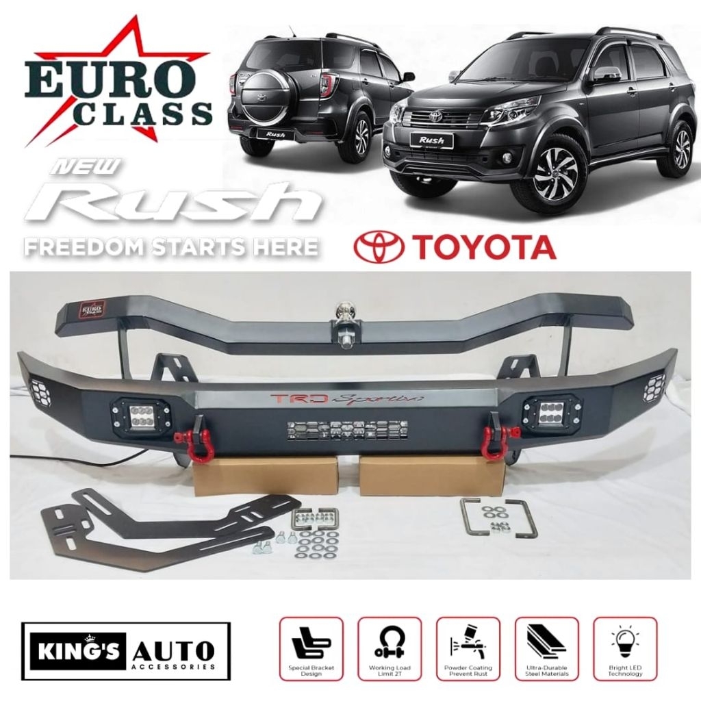 PAKET LENGKAP Towing/Tanduk Pengaman Bumper Depan Belakang TOYOTA RUSH TRD SPORTIVO 2006-2017 EUROCL