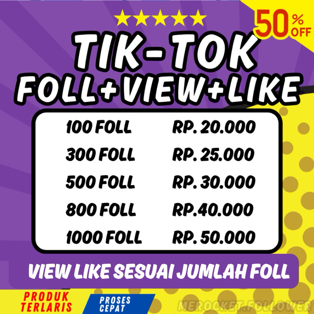 DISKON Paket FYP Followers Tiktok Free 10000 View Like Premium Murah Aman Cepat Bergaransi Follower 
