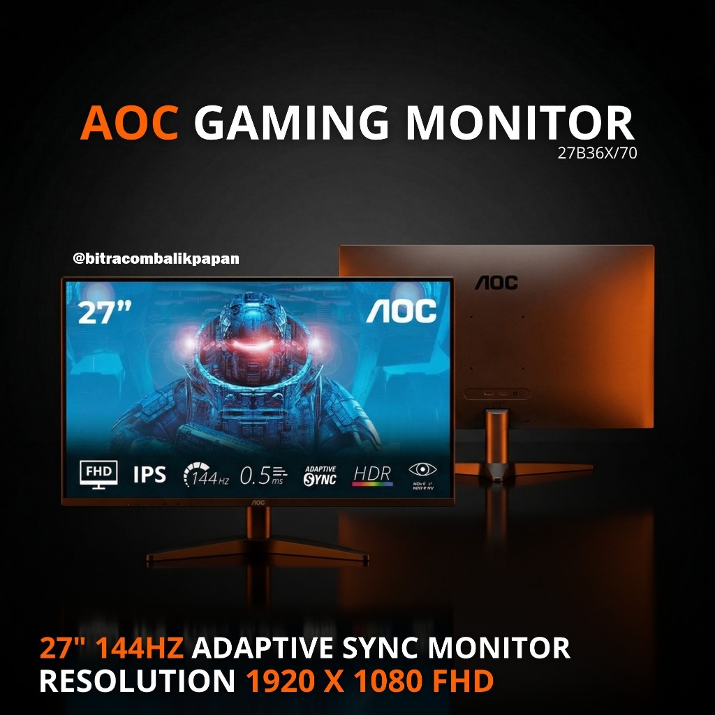 Monitor Gaming AOC - 27B36X/70 - LED Monitor 27" 144Hz Gaming Monitor