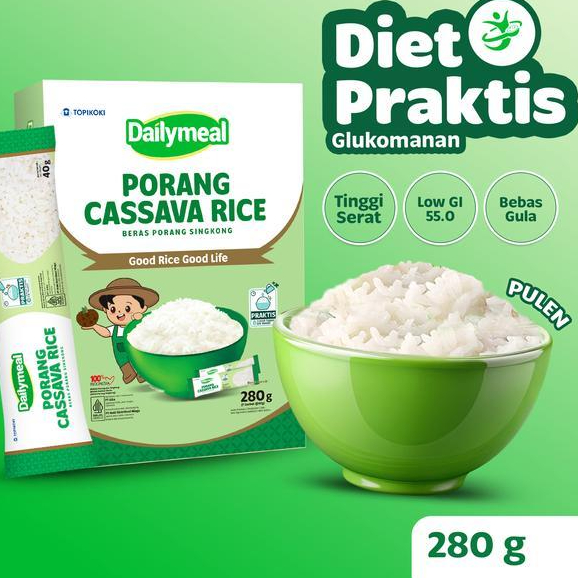 Dailymeal - Porang Cassava Rice (Beras Porang) 280g Enak & Praktis, Cukup seduh air panas