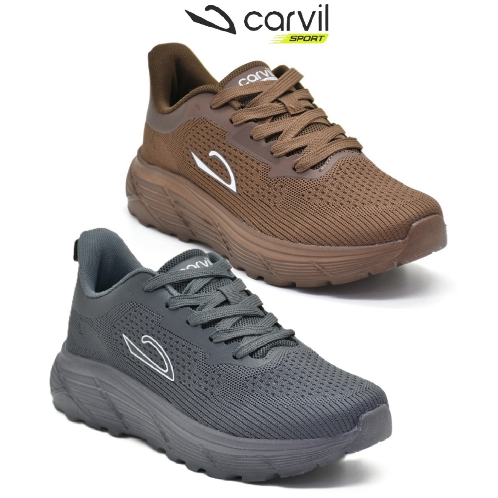 Carvil Lineal Sneakers Pria 39-43 Sepatu Olahraga Kasual Abu Coklat