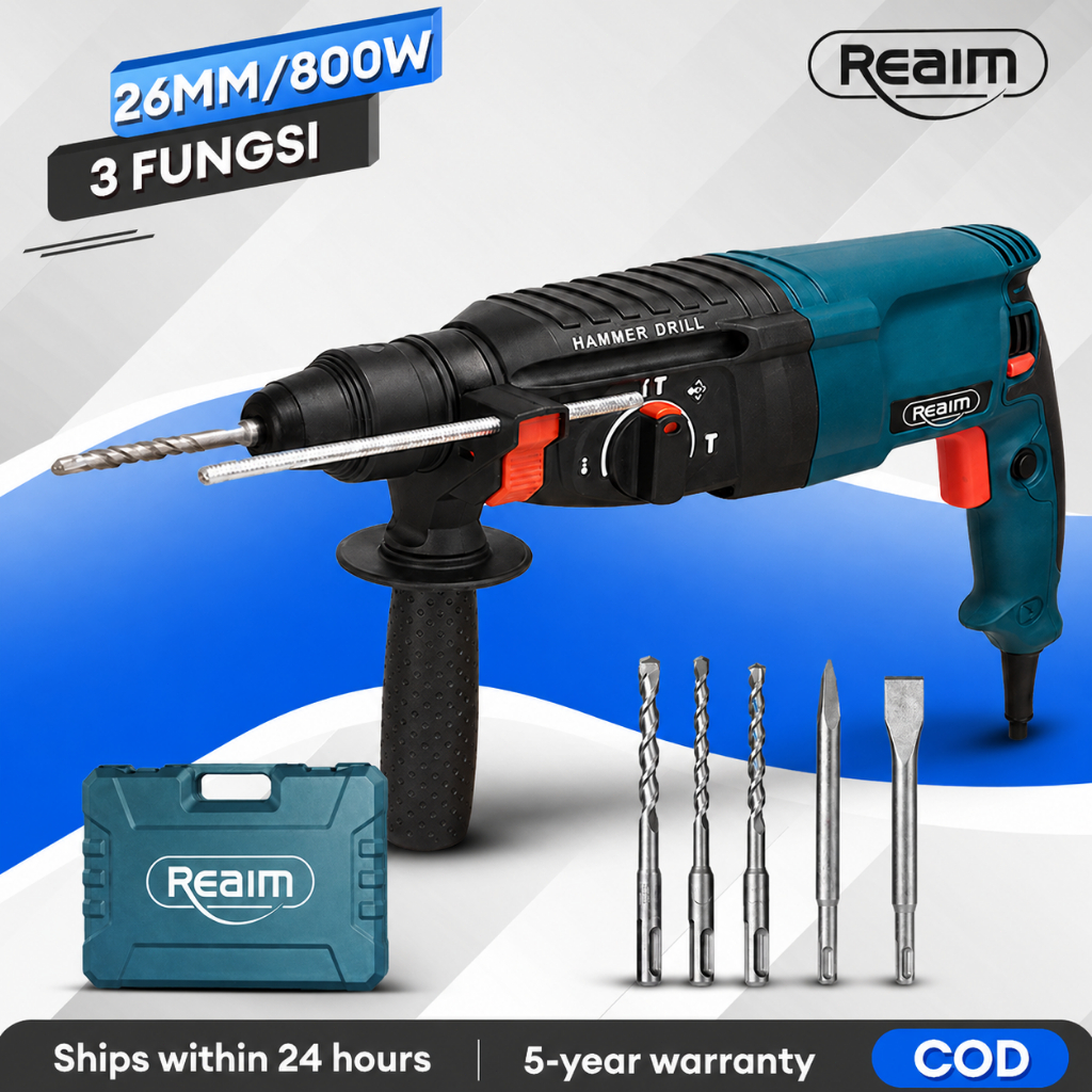 Reaim Rotary Hammer Drill Mesin Bor Beton Listrik Electric Hammer Bor Tembok Rotary Jack Hammer Dril