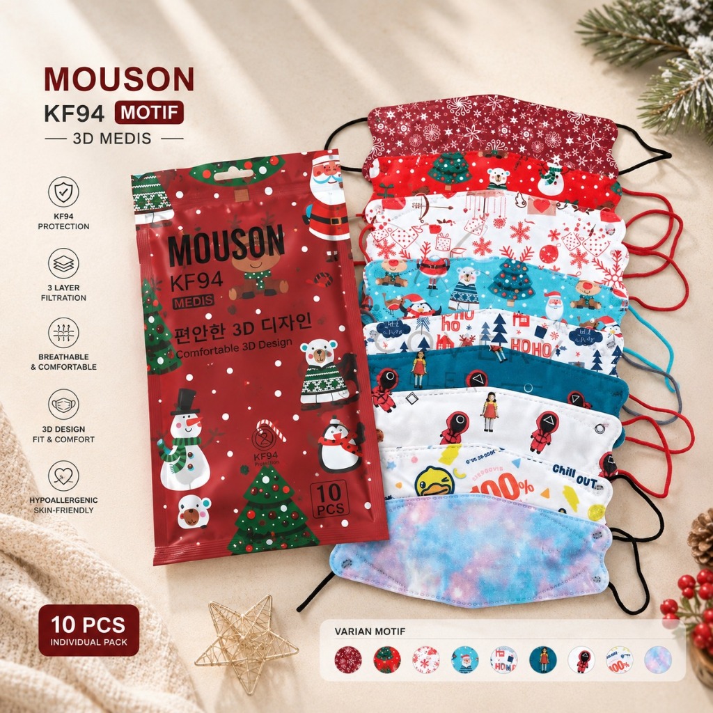 MASKER KF94 MOUSON MOTIF ISI 10 PCS
