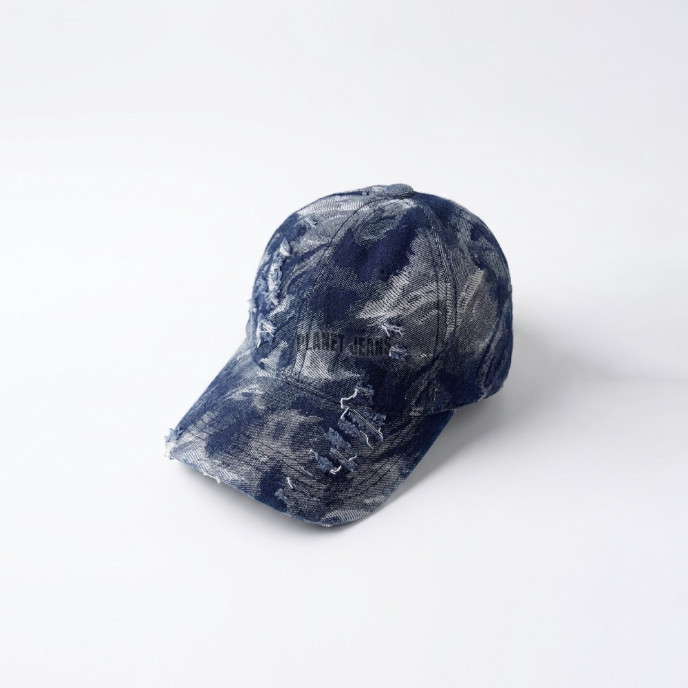 Planet Jeans - Topi baseball jeans ripped laser - Denim caps robek unisex BC28