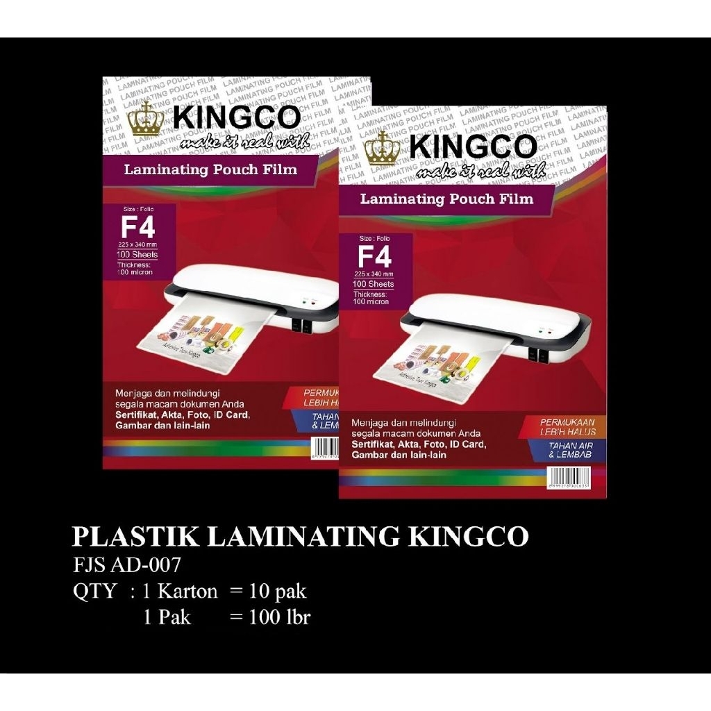 PLASTIK LAMINATING KINGCO UKURAN F4 DAN A4