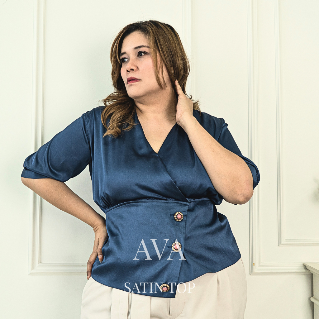 Atasan Big Size Wanita | CHU Ava Satin Silk Top Premium Plus Size