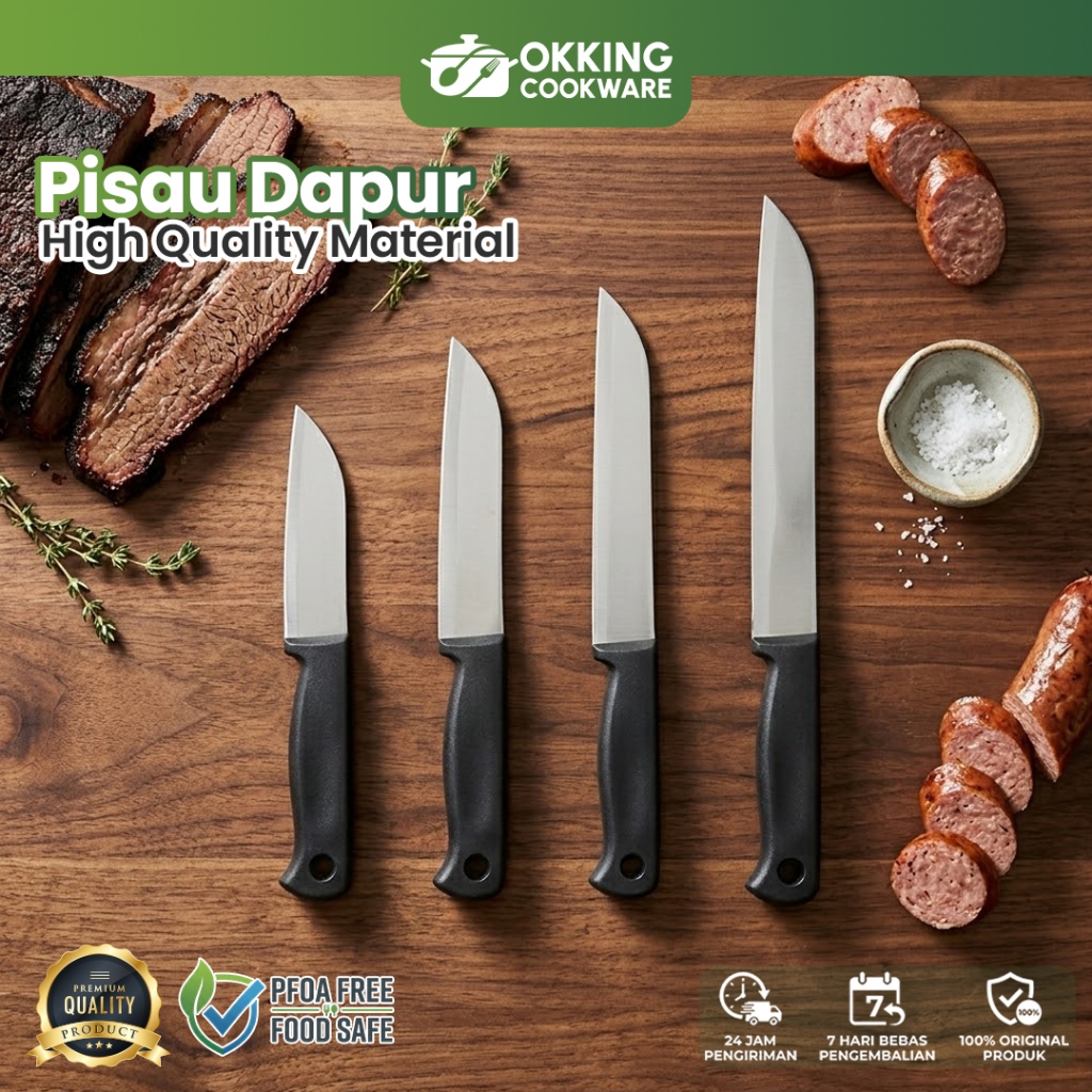Okking Cookware Pisau Dapur Stainless Steel Premium Pisau Potong Multifungsi Tajam Anti Karat 474