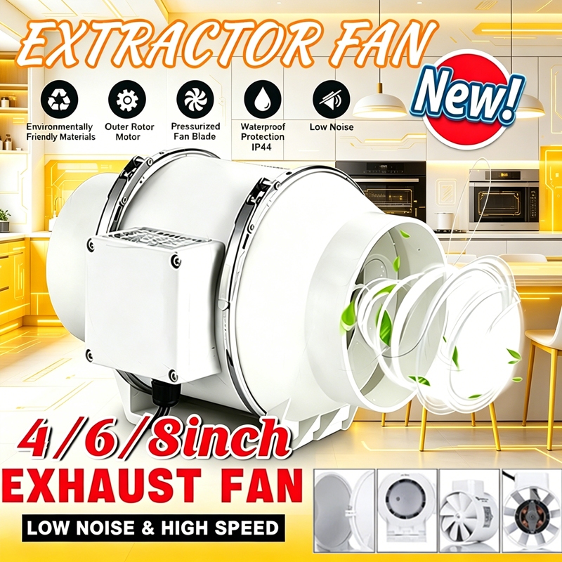 Inline Duct fan Blower 4" / 6" / 8" Exhaust Fan Dinding kipas angin buang diam blower Ventilasi Kama