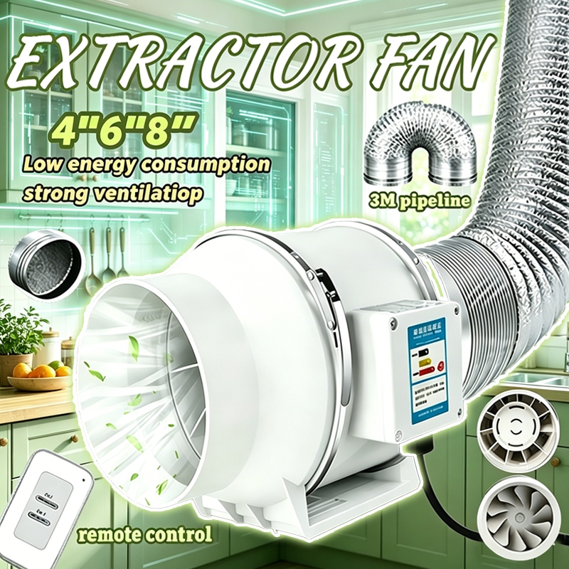 Kipas Angin Buang Diam blower hisap Blower Exhaust Fan 4"6"8" kamar mandi dapur Ekstraktor Kipas Sal